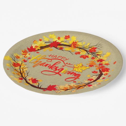 Matching Erntedank Herbstleaf Tones 9" Pappteller (Schrägansicht)