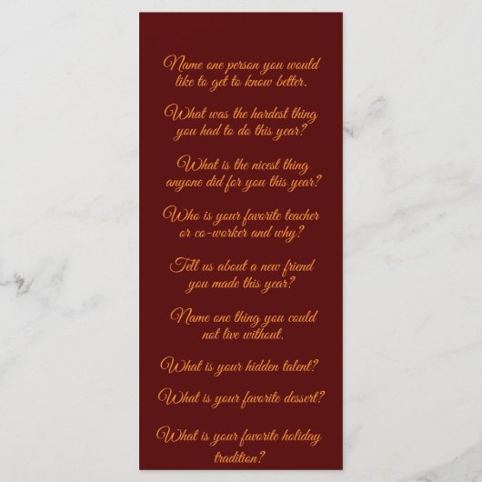 Matching Erntedank Leaf Conversation Starter Me Menükarte (Rückseite)