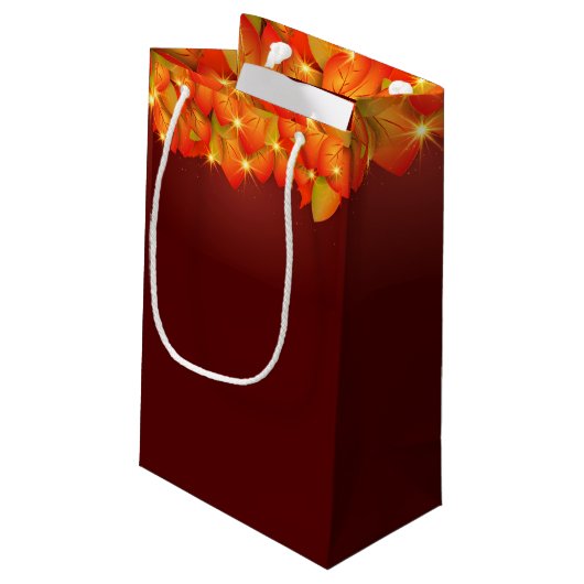 Matching Erntedank Orange Leaf Name Jahr Klein Kleine Geschenktüte (Rückseite Schrägansicht)