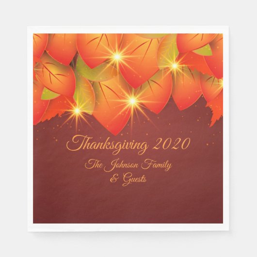 Matching Erntedank Orange Leaf Name Luncheon Serviette (Vorderseite)