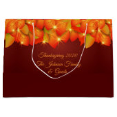 Matching Erntedank Orange Leaf Name Year Große Geschenktüte (Vorderseite)