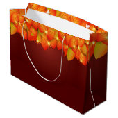 Matching Erntedank Orange Leaf Name Year Große Geschenktüte (Rückseite Schrägansicht)