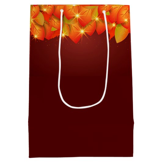 Matching Erntedank Orange Leaf Name Year Medium Mittlere Geschenktüte (Rückseite)