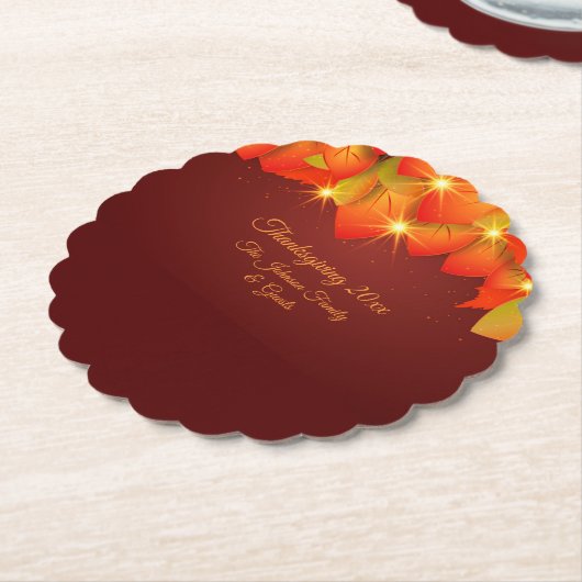 Matching Erntedank Orange Leaf Name Year Paper Untersetzer (angewinkelt)