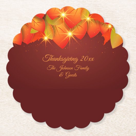 Matching Erntedank Orange Leaf Name Year Paper Untersetzer (Vorderseite)