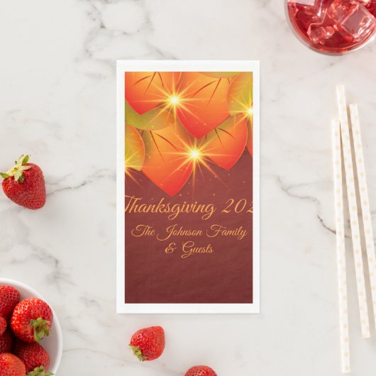 Matching Erntedank Orange Leaf Name Year Serviette (Beispiel)