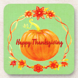 Matching Erntedank Pumpkin Hard Plastic auf Cork Getränkeuntersetzer