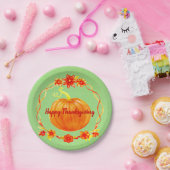 Matching Erntedank Pumpkin on Green 7" Pappteller (Party)