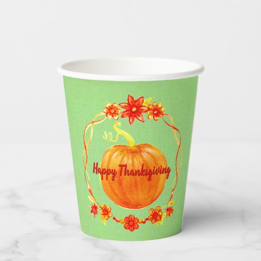 Matching Erntedank Pumpkin on Green Pappbecher (Rückseite)