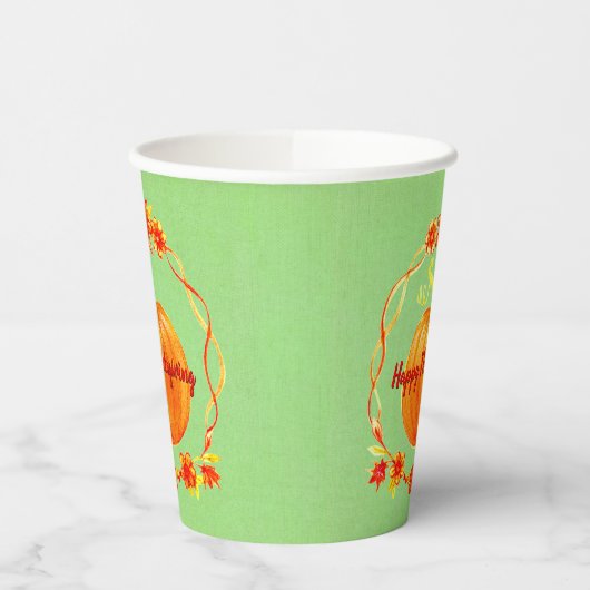 Matching Erntedank Pumpkin on Green Pappbecher (Links)