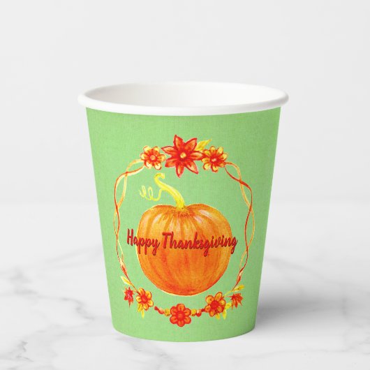 Matching Erntedank Pumpkin on Green Pappbecher (Vorderseite)
