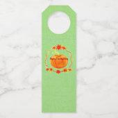 Matching Erntedank Watercolor Pumpkin on Green Flaschenanhänger (Vorderseite)