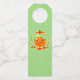Matching Erntedank Watercolor Pumpkin on Green Flaschenanhänger