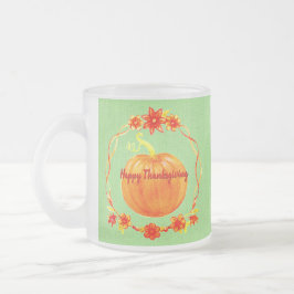 Matching Erntedank Watercolor Pumpkin on Green Mattglastasse