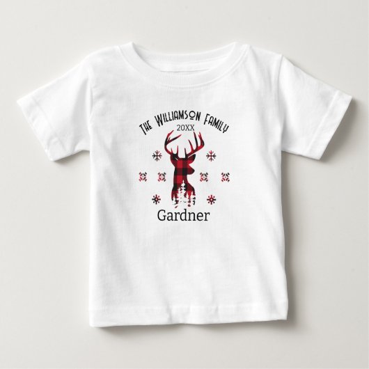 Matching Familienname Datum Weihnachten Buffalo Ka Baby T-shirt (Vorderseite)