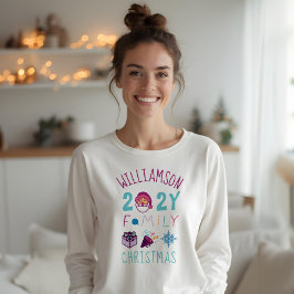 Matching Family 2021 Fun Cartoon Weihnachten Emoji T-Shirt