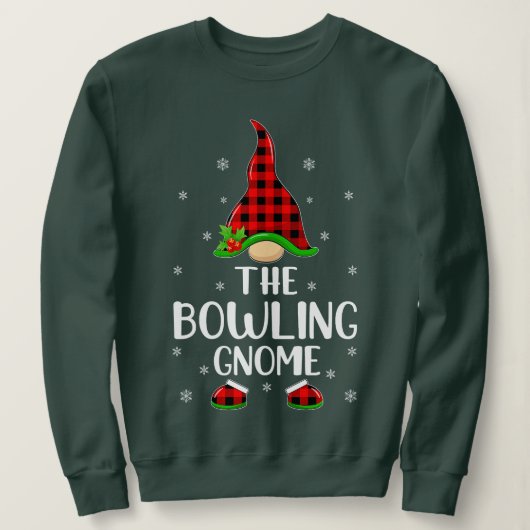 Matching Family Buffalo Kariert den Bowling Gnome  Sweatshirt (Design vorne)