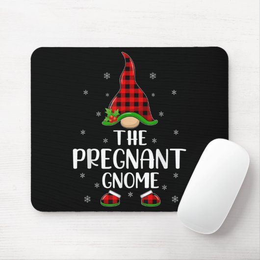 Matching Family Buffalo Plaid The Pregnant Gnome C Mousepad (Mit Mouse)