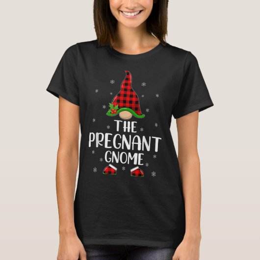 Matching Family Buffalo Plaid The Pregnant Gnome C T-Shirt (Vorderseite)