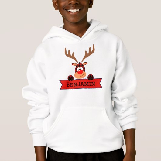 Matching Family Christmas Buffalo Kariert Rentier Hoodie (Vorderseite)
