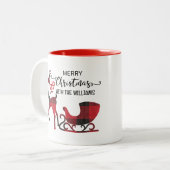 Matching Family Christmas | Personalisiert modern Zweifarbige Tasse (Vorderseite Links)