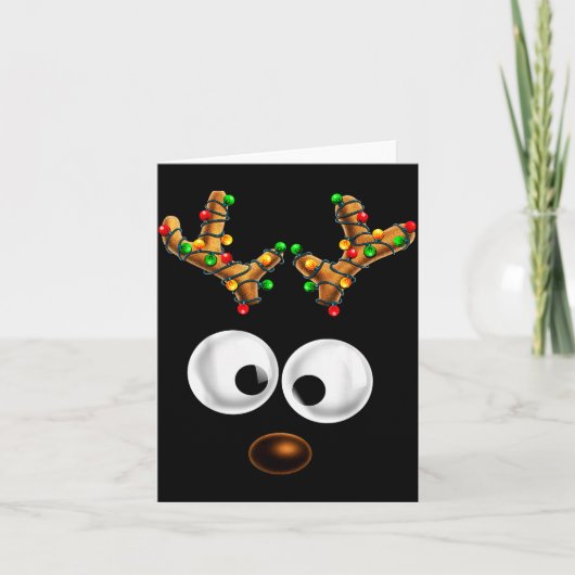 Matching Family Christmas Reindeer Face Christmas Karte (Vorderseite)