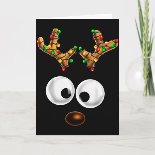 Matching Family Christmas Reindeer Face Christmas Karte (Vorderseite)