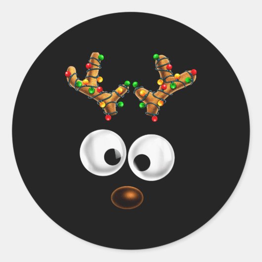 Matching Family Christmas Reindeer Face Christmas Runder Aufkleber (Vorderseite)