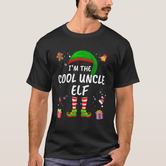 Matching Family Funny I'm The Cool Uncle Elf Chris T-Shirt (Vorderseite)