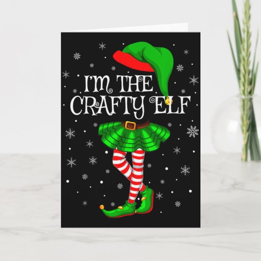 Matching Family Group I'm The Crafty Elf Christmas Karte (Vorderseite)