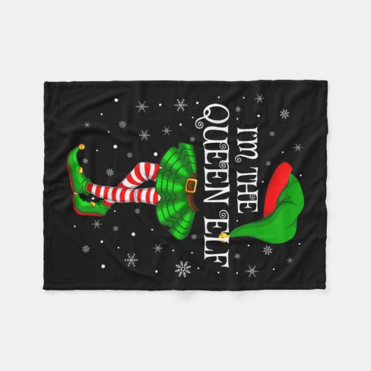 Matching Family Group I'm The Queen Elf Christmas Fleecedecke (Vorderseite (Horizontal))