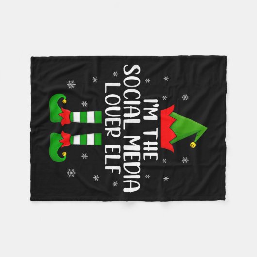 Matching Family I'm The Social Media Lover Elf Chr Fleecedecke (Vorderseite (Horizontal))