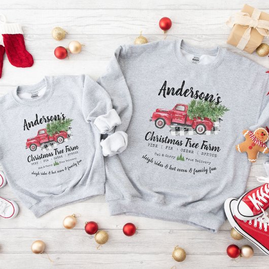 Matching Family Vintage Christmas Tree Farm Truck Sweatshirt
