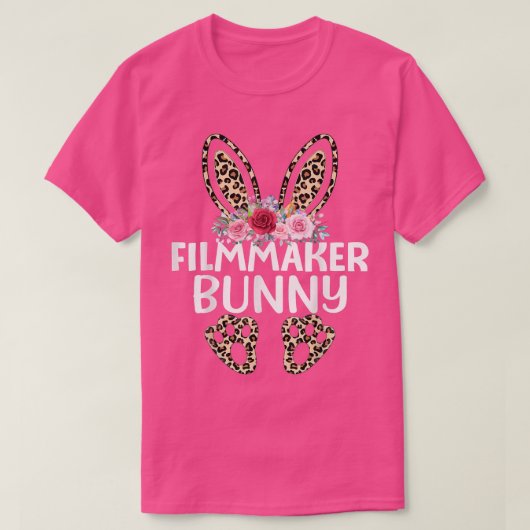 Matching Funny Leopard Print Bunny Filmmaker Easte T-Shirt (Design vorne)