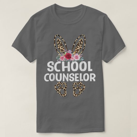 Matching Funny Leopard Print Bunny School Counselo T-Shirt (Design vorne)
