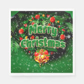 Matching Green Merry Christmas Gold Bells Luncheon Serviette (Vorderseite)