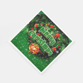 Matching Green Merry Christmas Gold Bells Luncheon Serviette (Ecke)