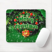 Matching Green Merry Christmas Gold Bells Mousepad (Mit Mouse)