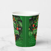 Matching Green Merry Christmas Gold Bells Pappbecher (Rechts)