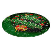 Matching Green Merry Christmas Gold Bells Schneidebrett (Ecke)