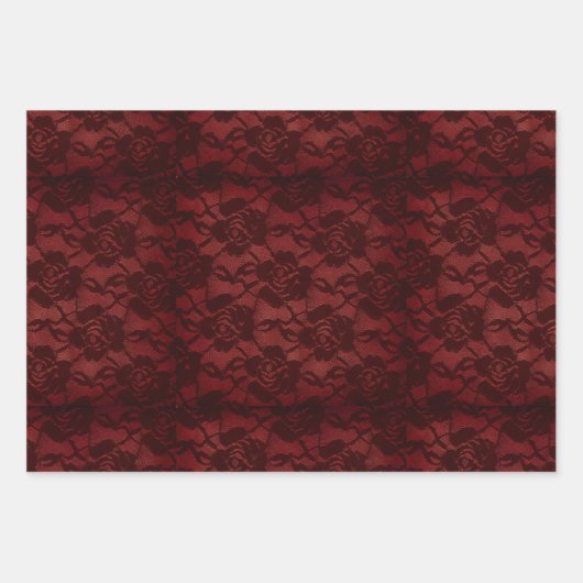 Matching Halloween Black Rose Goth White Lace Red Geschenkpapier Set (Vorderseite)