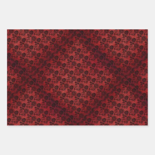 Matching Halloween Black Rose Goth White Lace Red Geschenkpapier Set (Vorderseite)