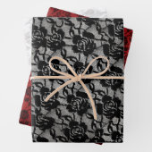 Matching Halloween Black Rose Goth White Lace Red Geschenkpapier Set (Beispiel)
