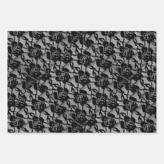 Matching Halloween Black Rose Goth White Lace Red Geschenkpapier Set (Vorderseite)