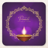 Matching Happy Diwali Lila Rechteckiger Pappuntersetzer (Vorderseite)