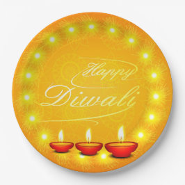 Matching Happy Diwali Yellow 9" Pappteller