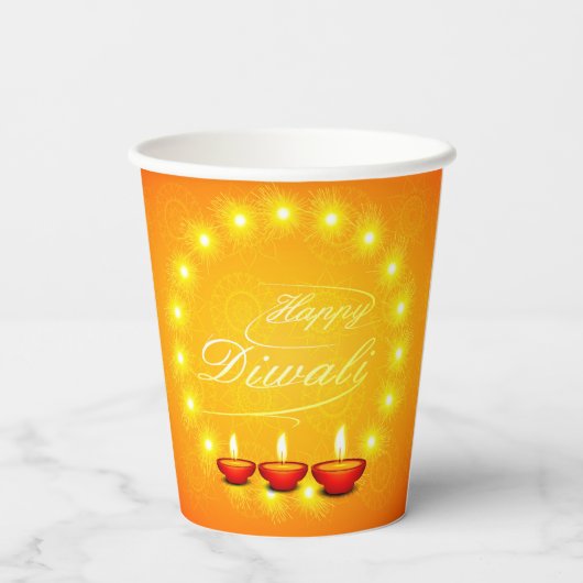 Matching Happy Diwali Yellow Paper Pappbecher (Rückseite)