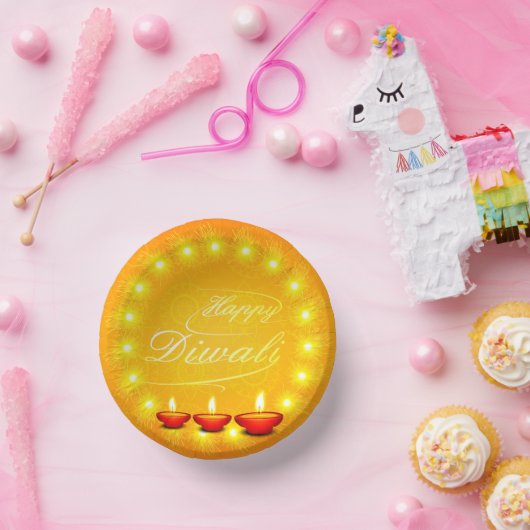 Matching Happy Diwali Yellow Pappteller (Party)