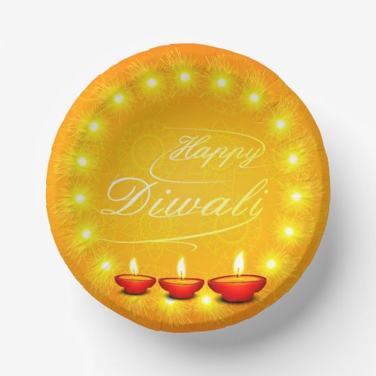 Matching Happy Diwali Yellow Pappteller (Vorderseite)
