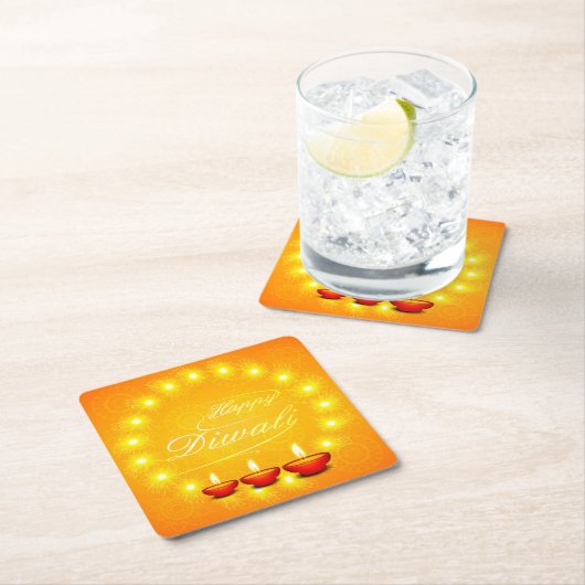 Matching Happy Diwali Yellow Rechteckiger Pappuntersetzer (Vor Ort)